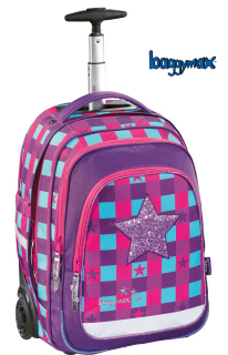 Školská taška na kolieskach Ružová hviezda