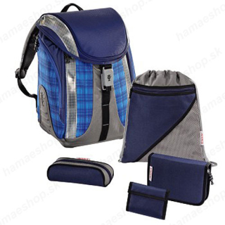 Školská taška Ultra Blue Checked 5 dielny set