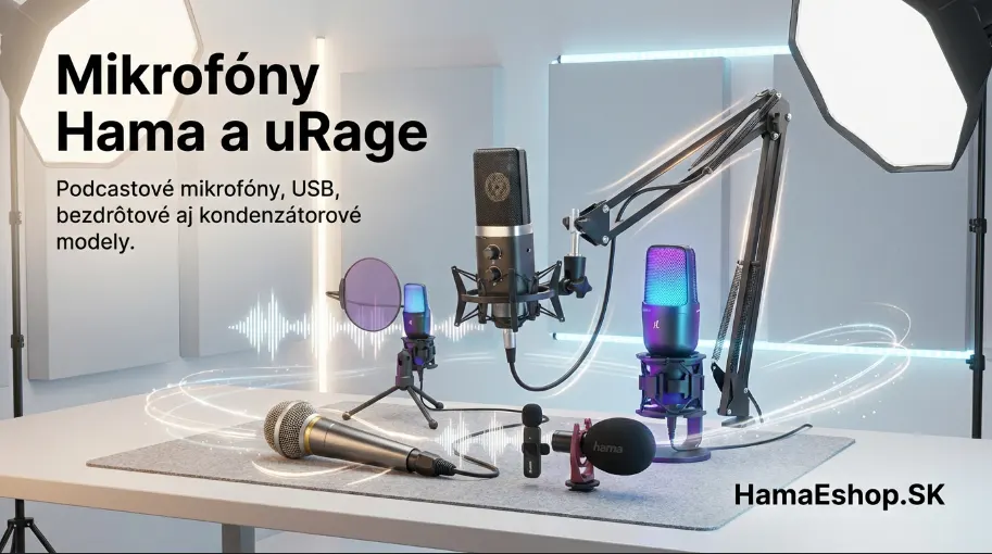 Podcastové a PC mikrofóny Hama a uRage pre profesionálny zvuk