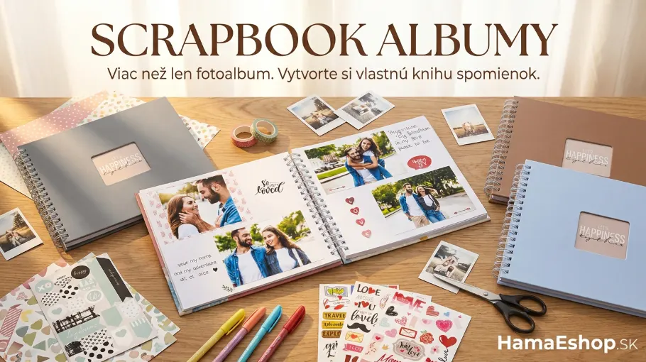 Scrapbook album so špirálovou väzbou na lepenie fotiek a kreatívne tvorenie