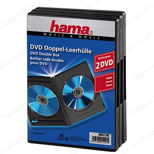 Hama Slim Double, obal na 2 DVD, s fóliou, priehľadný, balenie 5 ks (cena za balenie)