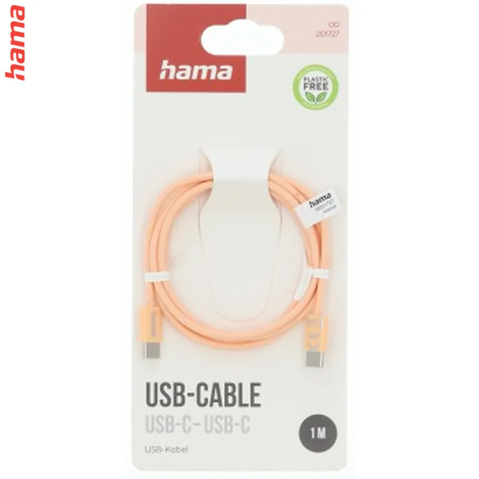 Hama USB-C 2.0 kábel Fabric, 1 m, opletený, béžový