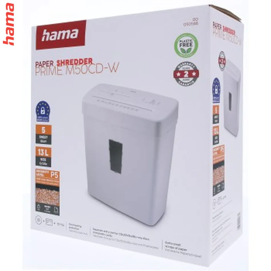 Hama Prime M80, skartovačka, micro rez, 8 listov, bezpečnostná úroveň P5 T5 E4