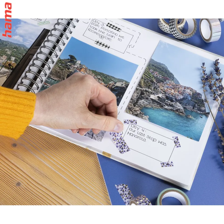 Scrapbook Hama lepiace pásky z motívmi 15 m pre kreatívnu tvorbu set 7