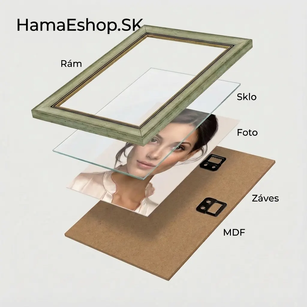 Drevený rám na obraz 40x40 cm ARAMIS svetlá šalvia so zlatou fazetou
