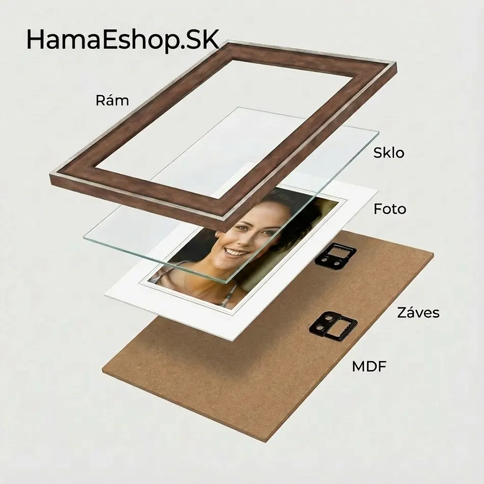 Drevený rám na obraz Como A4 21x29,7 cm tmavý orech so strieborným lemom