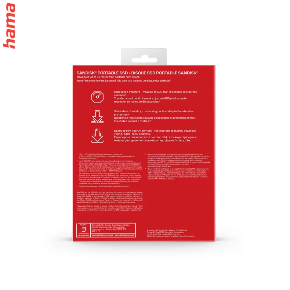 SanDisk Extreme Portable SSD 2 TB, modrý externý SSD disk, 2000 MB/s