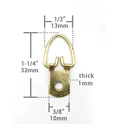 Trojuholníkový závesný háčik zlatý + skrutka 13x32 mm