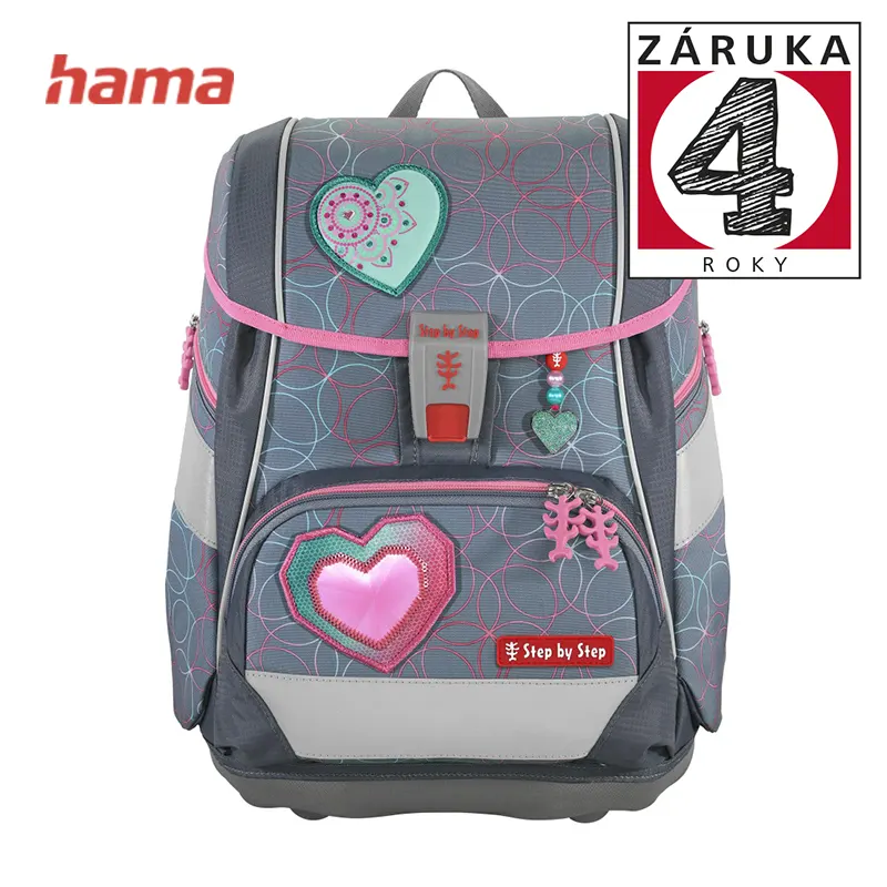 Školská taška-aktovka 2IN1 PLUS 6-dielny set Step by Step Glitter Heart Hazle