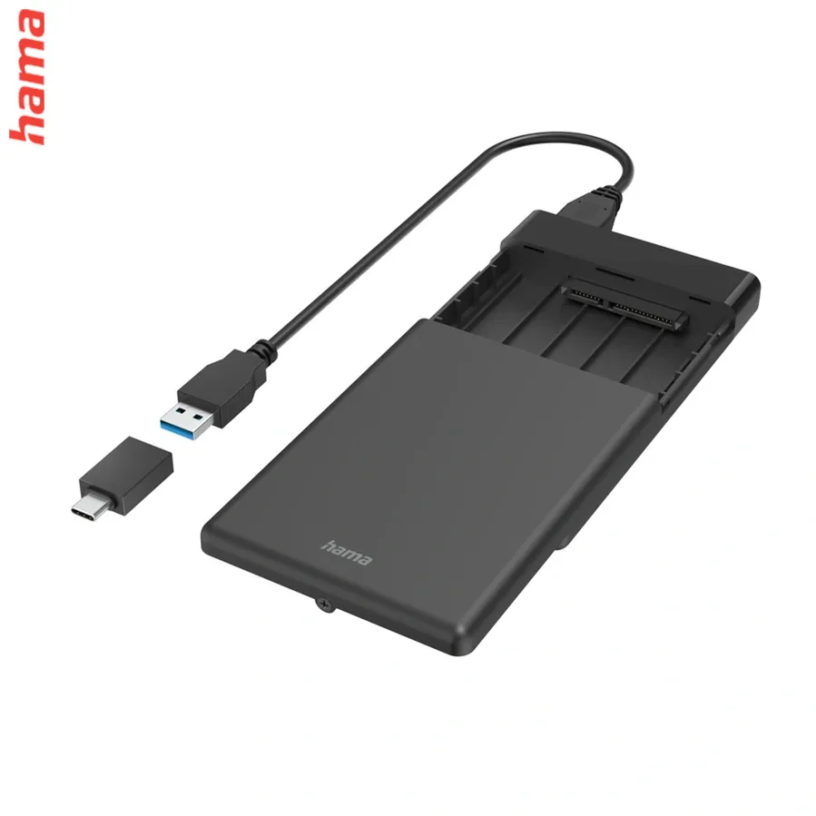 Hama externý box na 2,5" SSD/HDD disk, USB-A + USB-C, SATA, USB 3.2 Gen 1