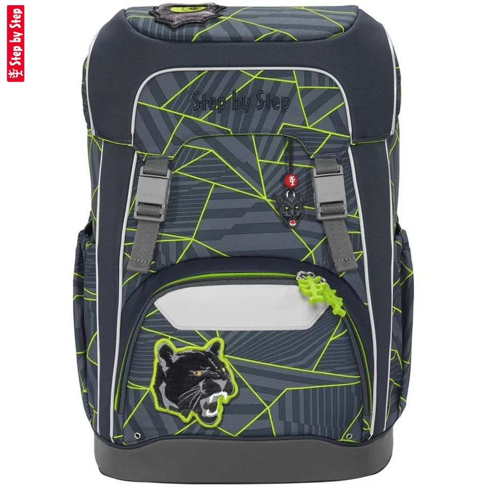 Školský ruksak GIANT pre prváčikov - 5-dielny set, Step by Step Dark Cat Chiko, certifikát AGR
