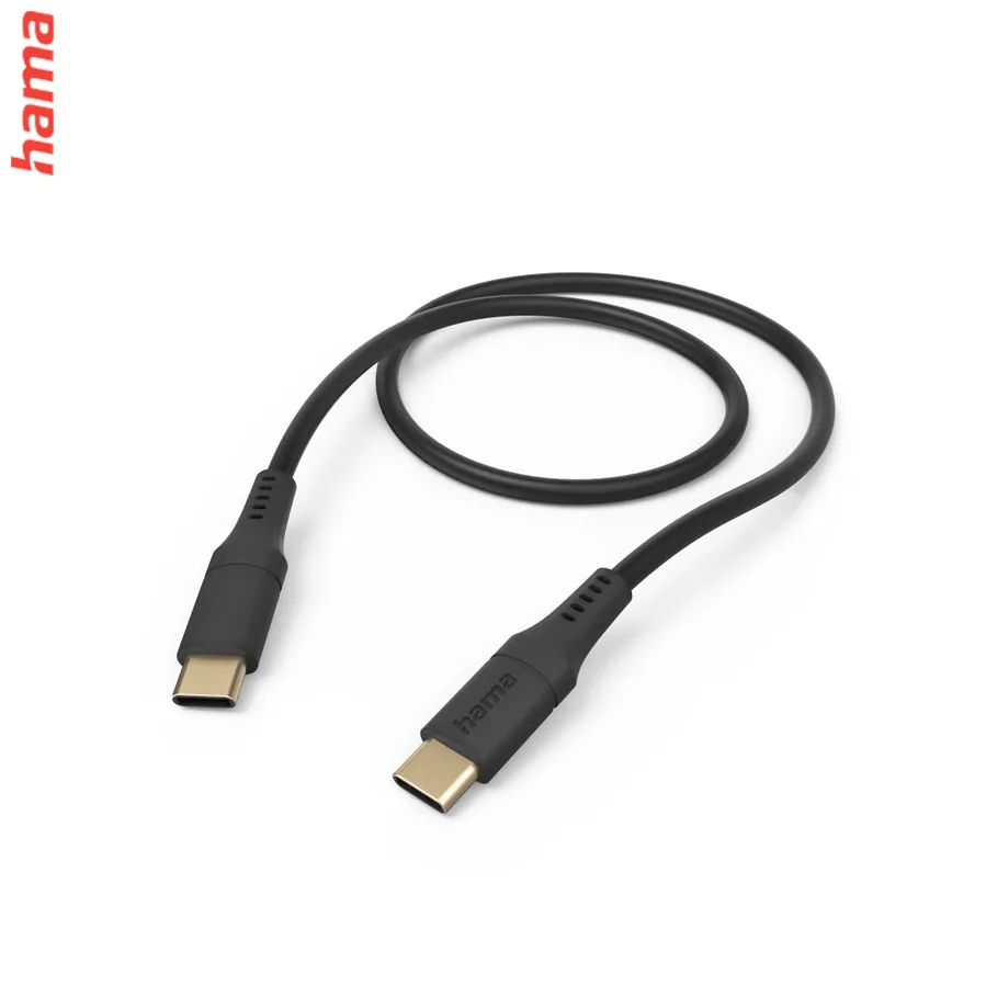 Hama kábel USB-C 2.0 typ C-C 1,5 m Flexible, silikónový, čierny