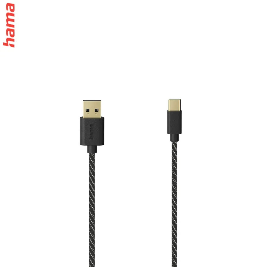 Hama USB-C 2.0 kábel typ A-C, 1,5 m, opletený, blister/displej