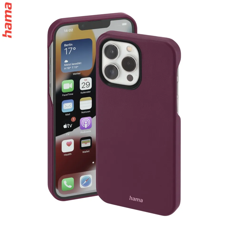 Hama Finest Sense, kryt pre Apple iPhone 14 Pro, umelá koža, bordový