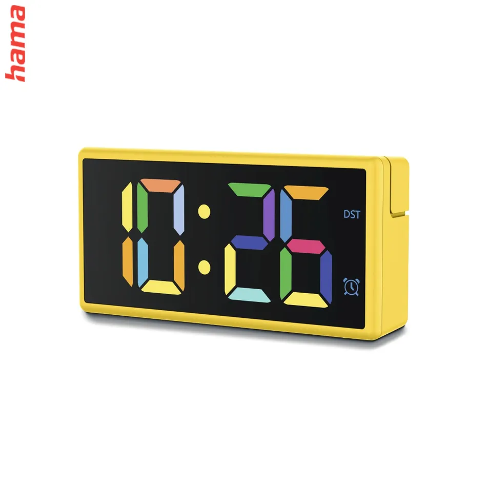 Hama Ibiza, digitálny budík, viacfarebný displej, USB napájanie, USB s funkciou nabíjania, žltý