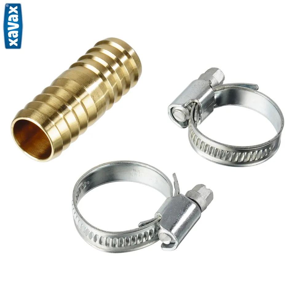 Xavax spojka odtokových hadíc, pre priemer 20 mm, mosadzná, vrátane 2 spôn/objímok  