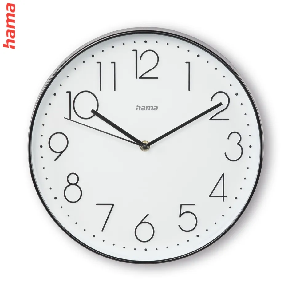 Hama Corsica, nástenné hodiny, priemer 30 cm, tichý chod, biele/čierne