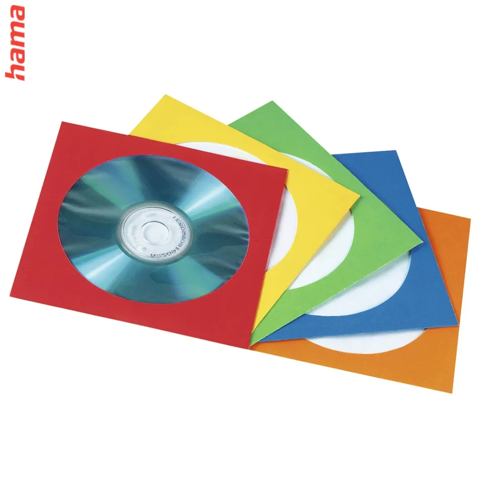 Hama papierové obaly na CD/DVD, farebné, 100 ks (balenie)