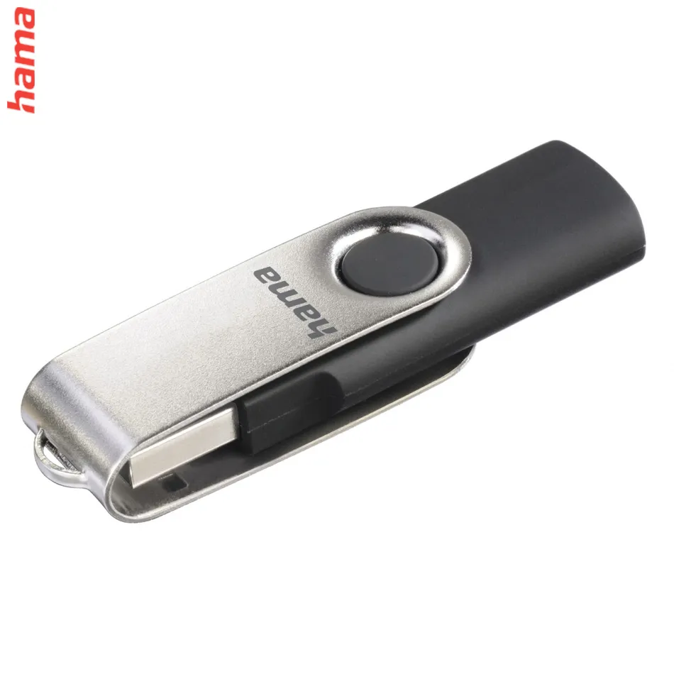 Hama USB 2.0 Flash Drive Rotate, 64 GB, 15 MB/s, čierna/strieborná