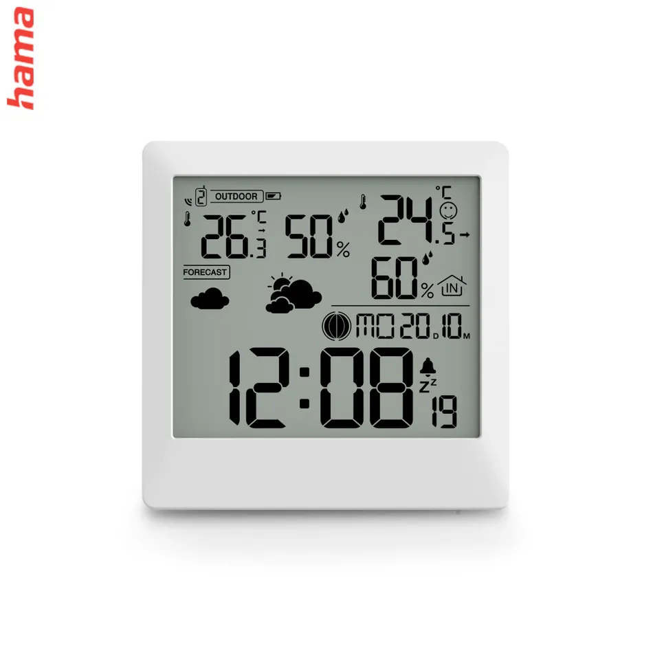 Hama Palawan, meteostanica, teplota, vlhkosť, počasie, fáza mesiaca, bezdrôtový senzor, biela