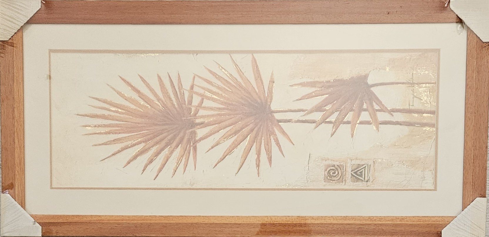Obraz Dekoratívne palmové listy v drevenom ráme 42 x 87 cm