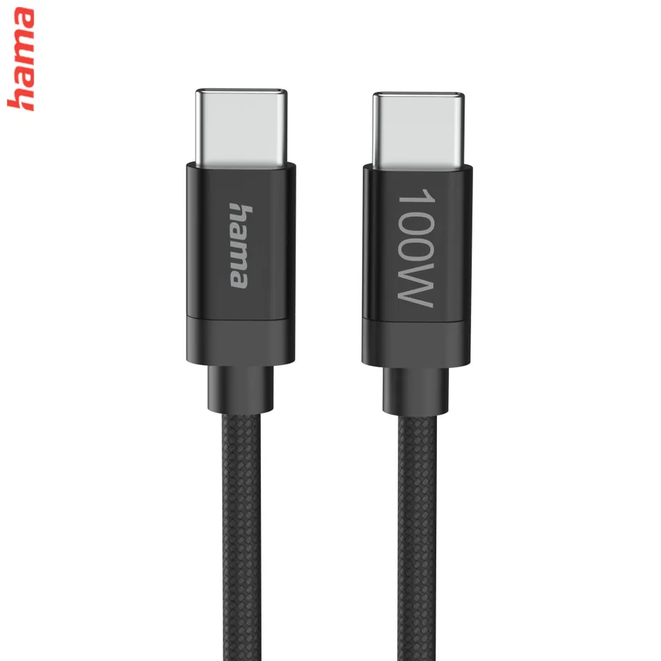 Hama USB-C 2.0 kábel Fabric, 3 m, 100 W, opletený