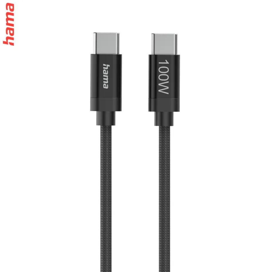 Hama USB-C 2.0 kábel Fabric, 1,5 m, 100 W, opletený