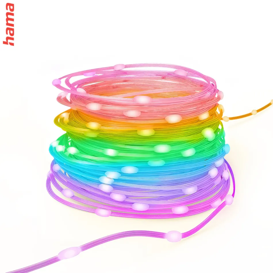 Hama SMART WiFi svetelná reťaz, 100 LED, von./vnút. použitie, nastavenie farieb, stmievanie, 10 m