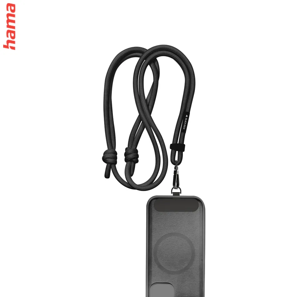 Black Rock Universal Lanyard, šnúrka na mobil, s karabínkou, 30-60 cm, čierna