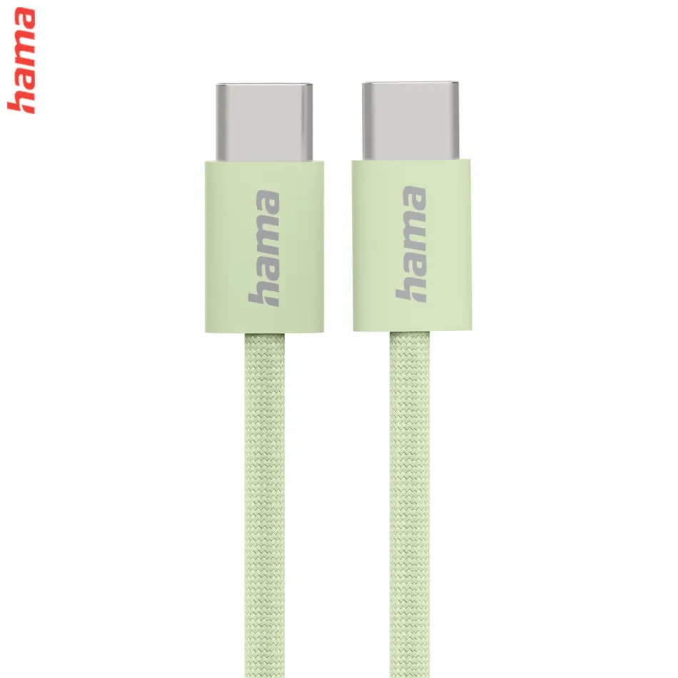 Hama USB-C 2.0 kábel Fabric, 1 m, opletený, zelený