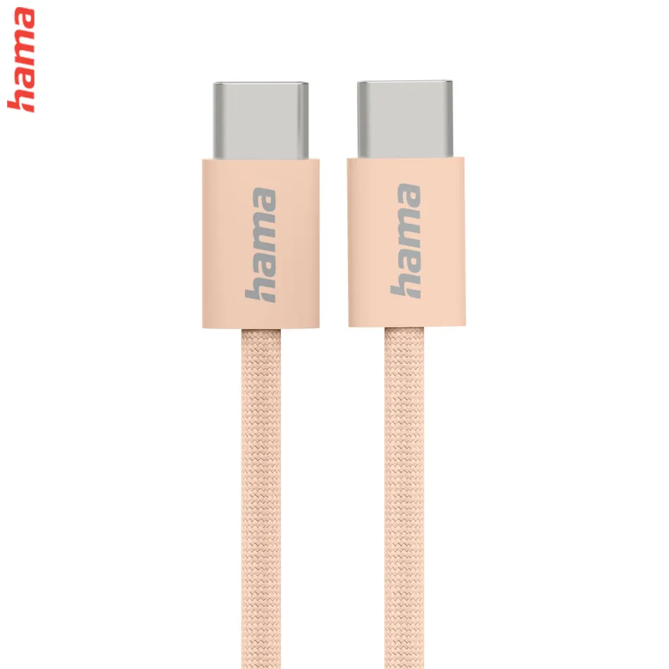 Hama USB-C 2.0 kábel Fabric, 1 m, opletený, oranžový