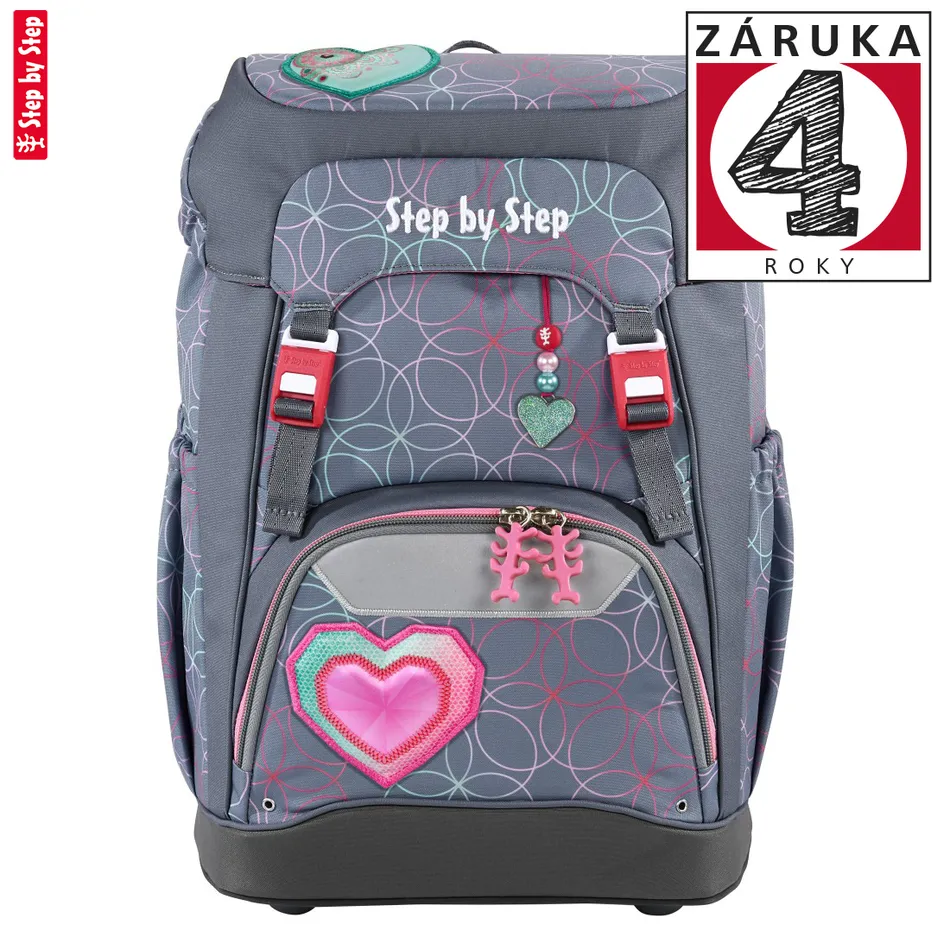 Školský ruksak Step by Step GRADE Glitter Heart Hazle, AGR certifikát