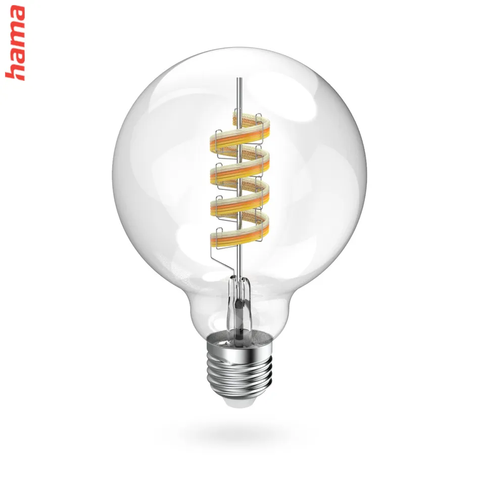 Hama SMART WiFi LED žiarovka, Matter, E27, G95 Filament, guľa, RGBW, stmievateľná, appka