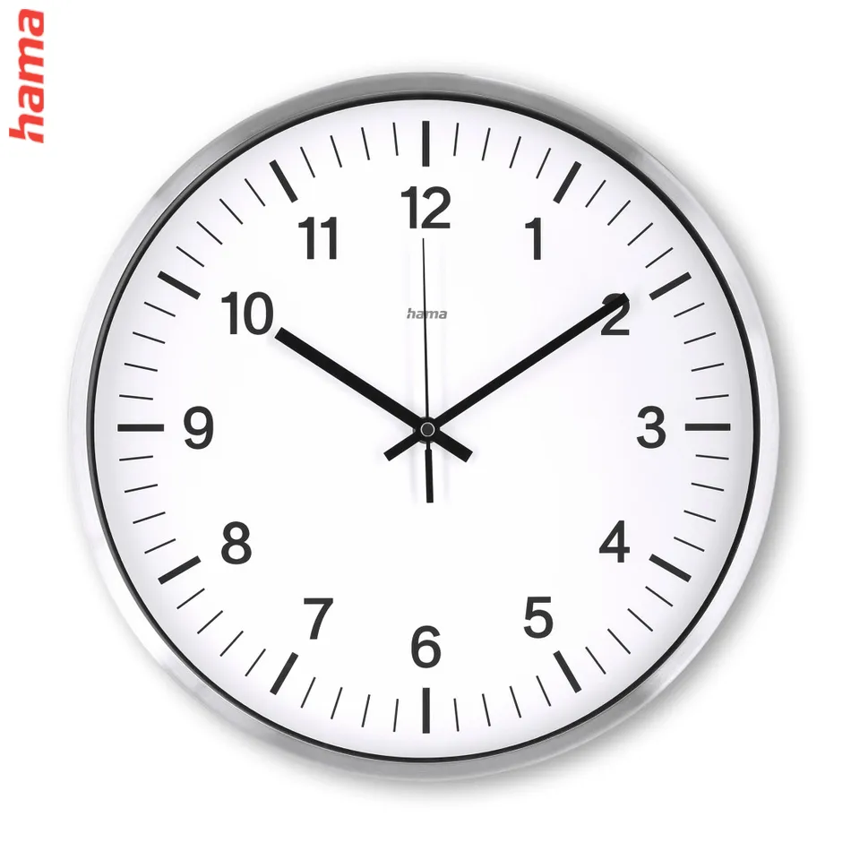 Hama Java, nástenné hodiny, riadené rádiovým signálom, 35 cm, strieborné