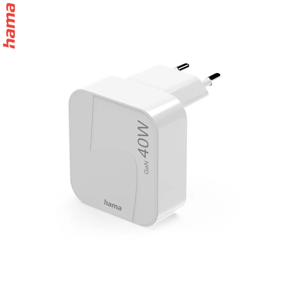Hama rýchla USB nabíjačka GaN, 2x USB-C PD/QC 40 W, skladacia