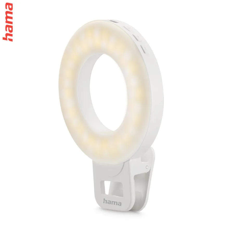 Hama ToGo, LED kruhové selfie svetlo, svorka na mobil, 60 LED, priemer 9,6 cm, nabíjacie