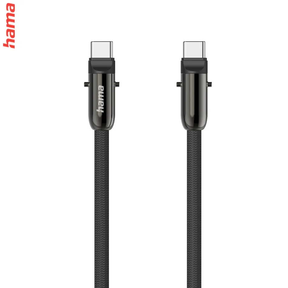 Hama USB-C kábel a šnúrka na mobil 2v1, dĺžka 1,2 m, farba čierna