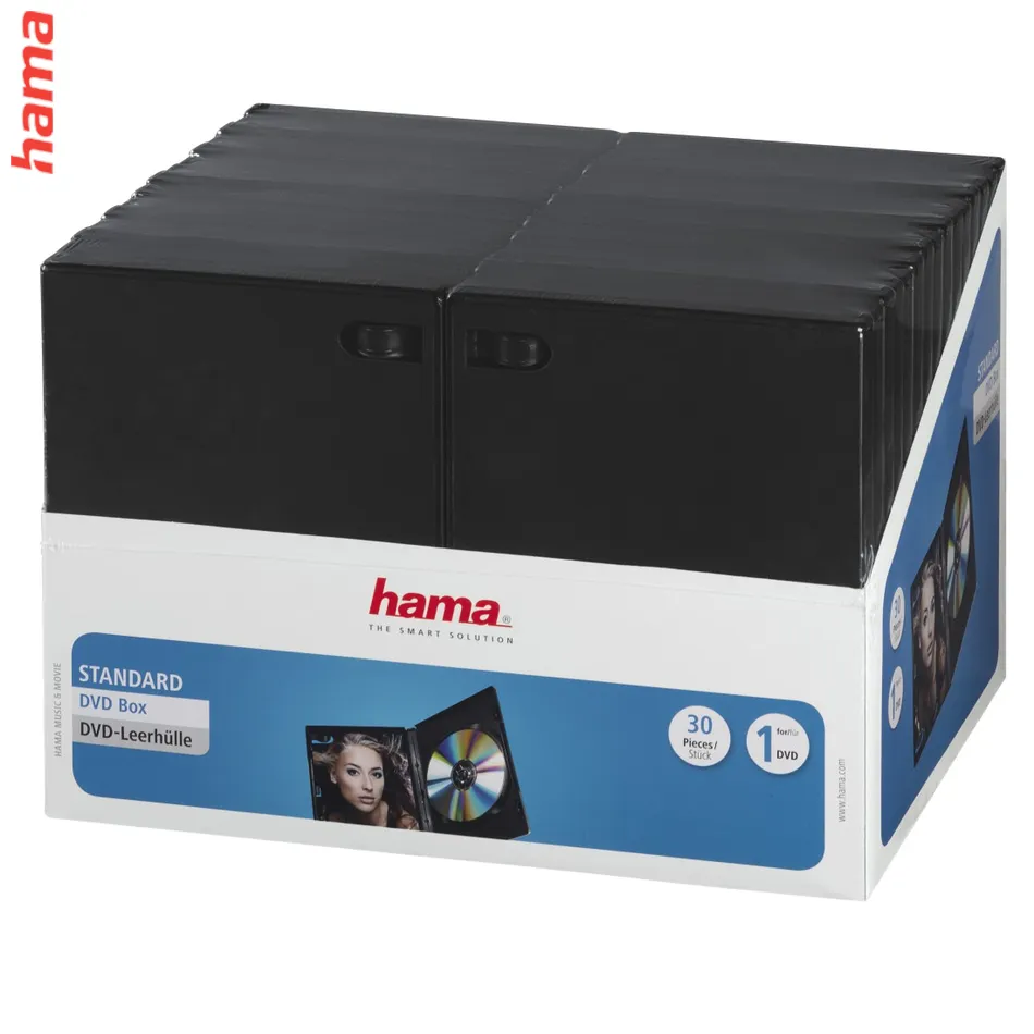 Hama DVD obal na 1 DVD, s fóliou, čierny, balenie 30 ks (cena uvedená za balenie)