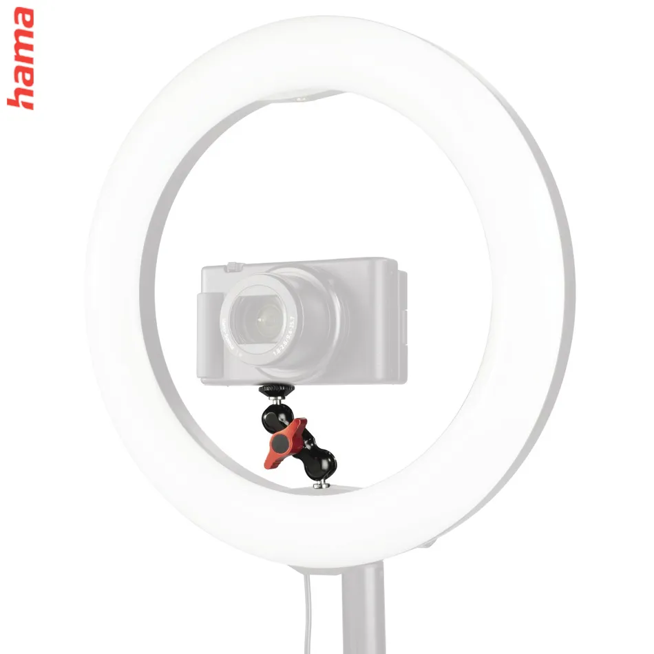 Hama Twin Ball 72, rameno s 2 guľovými kĺbmi pre kruhové LED svetlá, 2x 1,4", 7,2 cm