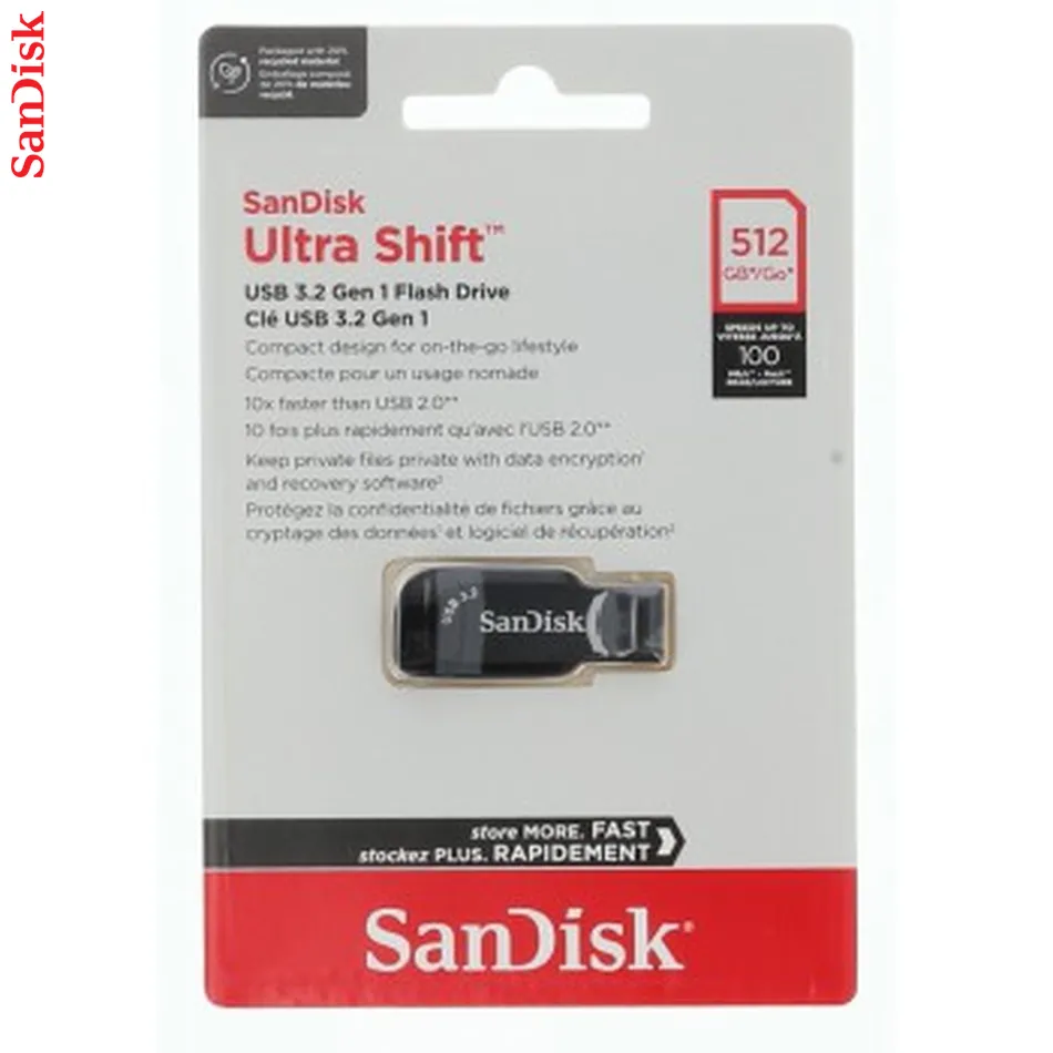 SanDisk Ultra Shift USB-A 3.0-Flashdrive, 512 GB