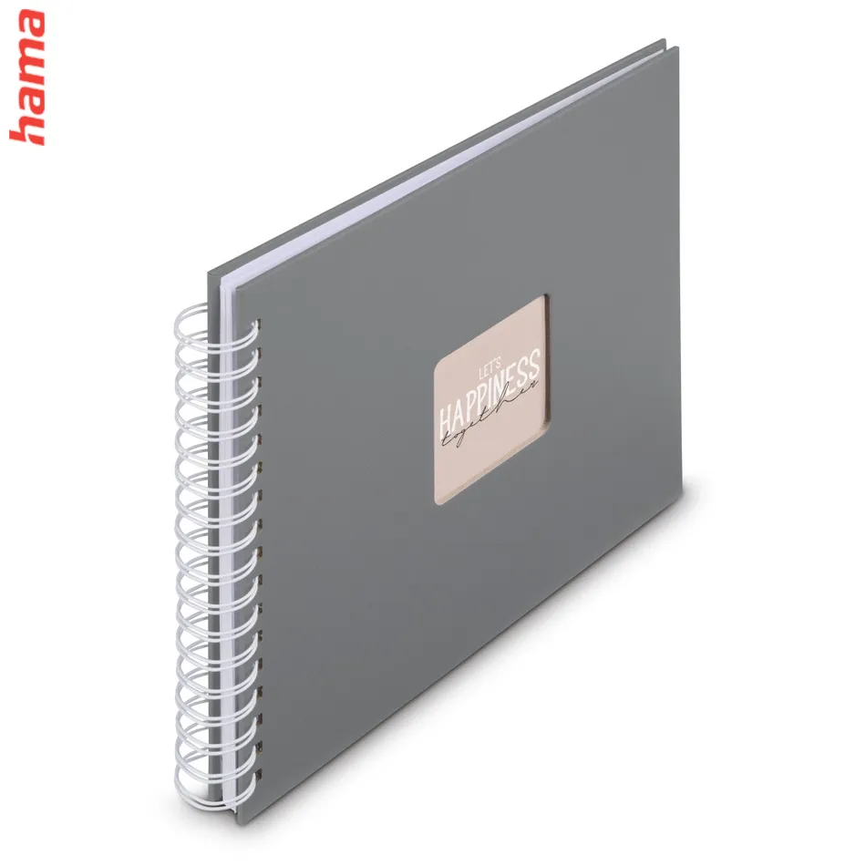Fotoalbum špirálový Hama FINE ART 28x24 cm, 100 foto, kamenná šedá, biele listy