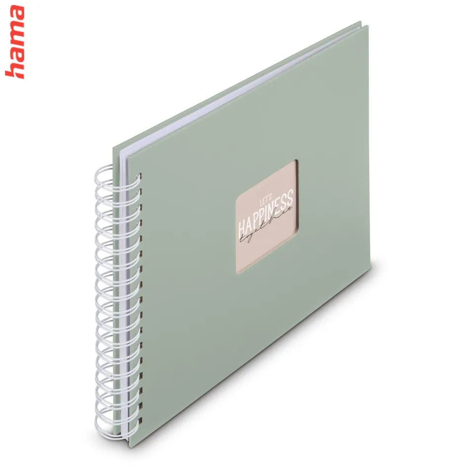 Fotoalbum špirálový FINE ART 28x24 cm, 100 foto, sage, biele listye