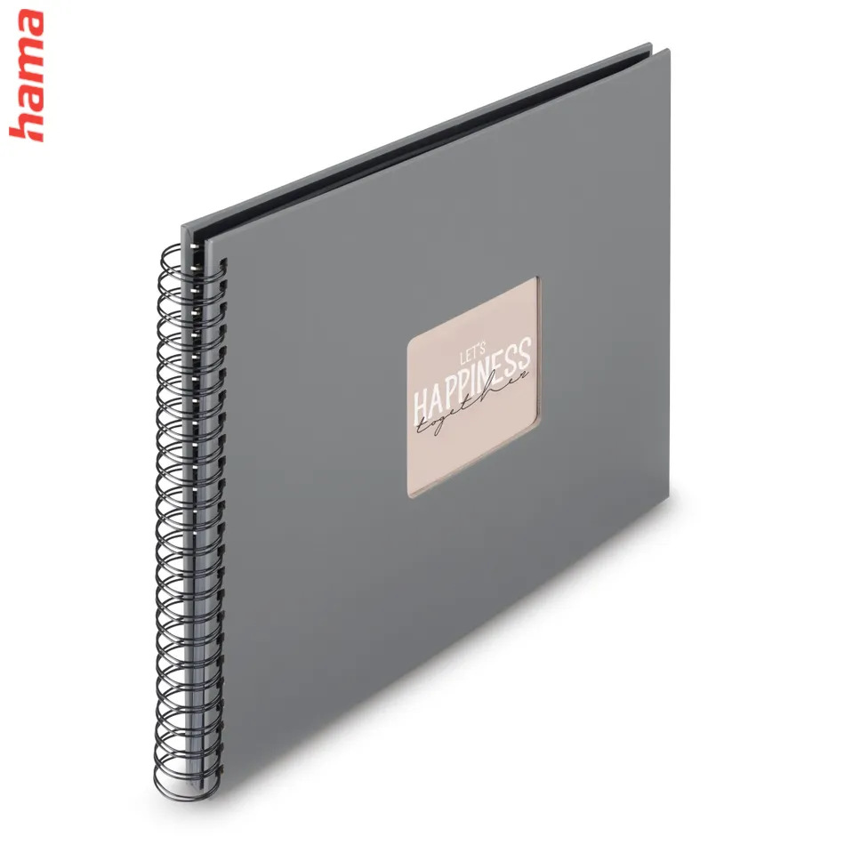 Fotoalbum špirálový Hama FINE ART 36x32 cm, 100 foto, kamenná šedá, čierne listy