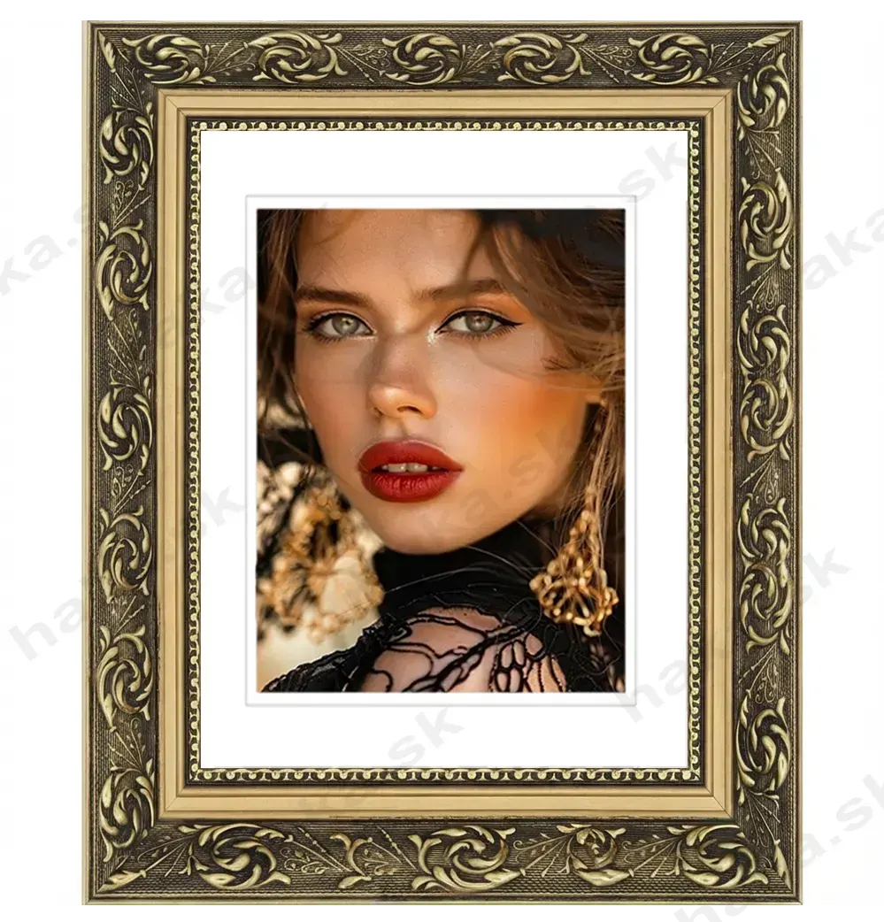 Drevený rám na obraz 60x80 cm Venice zlatý plexi