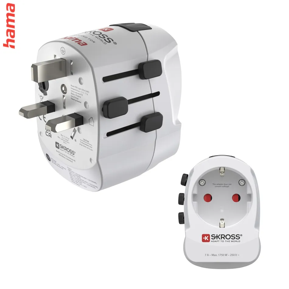 Adaptér do zásuvky Hama cestovný adaptér Pro Light AC 30PD, 3-pól, globálny, USB-A/USB-C 30W