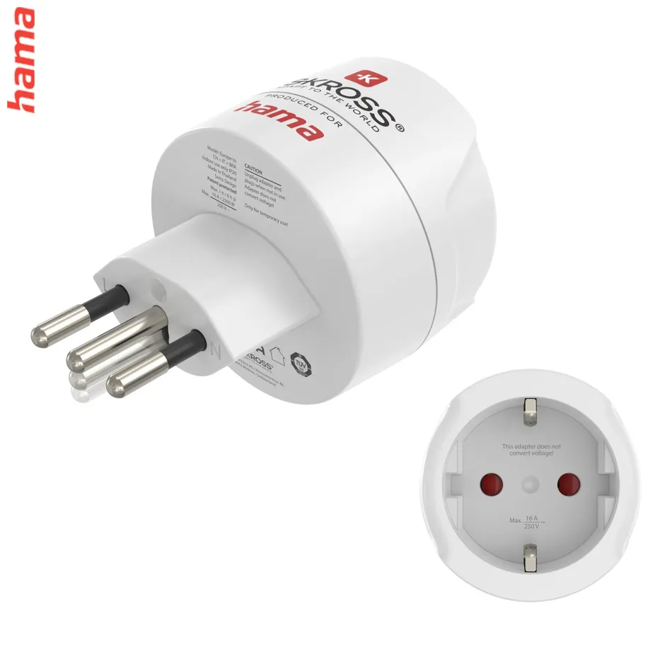Hama cestovný adaptér typ J/L/N do Švajčiarska, Talianska a Brazílie, 3-pól.