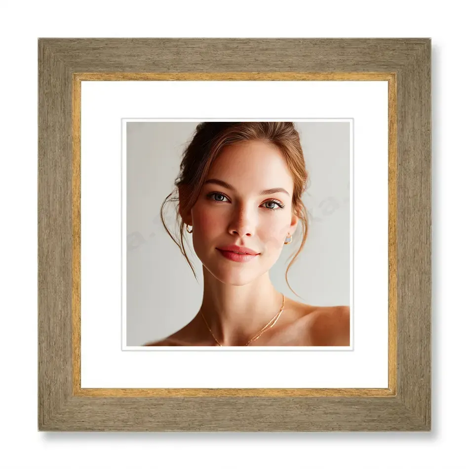 Drevený rám na obraz 40x40 cm ASPEN prírodný taupe so zlatou fazetou