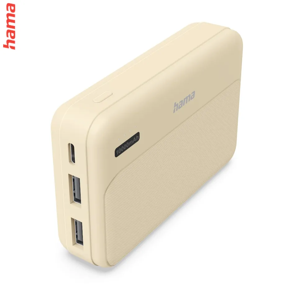 Hama Pocket 10, powerbanka 10000 mAh, 2,1 A, výstup: 2x USB-A, piesková