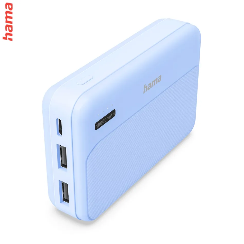 Hama Pocket 10, powerbanka 10000 mAh, 2,1 A, výstup: 2x USB-A, modrá