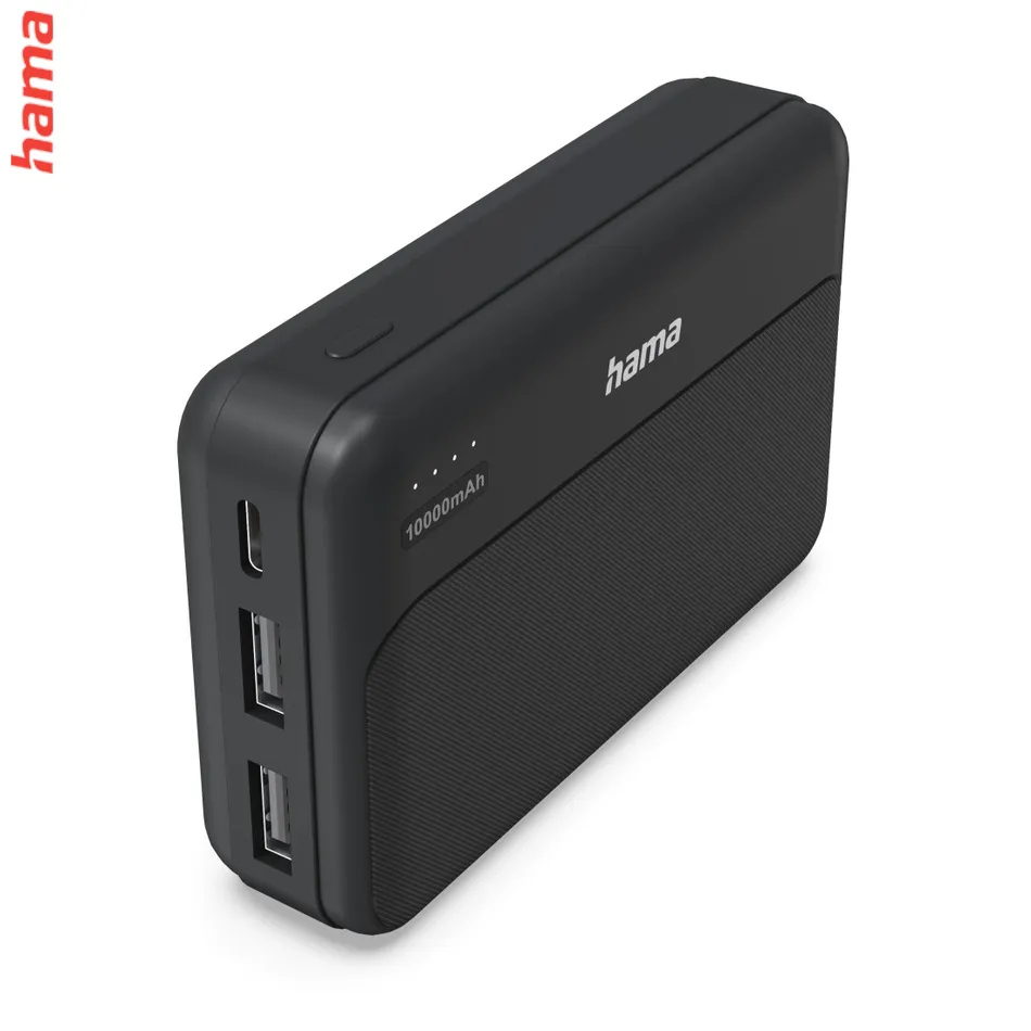 Hama Pocket 10, powerbanka 10000 mAh, 2,1 A, výstup: 2x USB-A, čierna